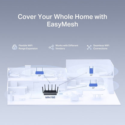 MERCUSYS MR47BE BE9300 Tri-Band Wi-Fi 7 Router | 9.3 Gbps Wireless Speed | 6 GHz Band | 4× 2.5 Gbps Ports | MLO | WPA3 Security