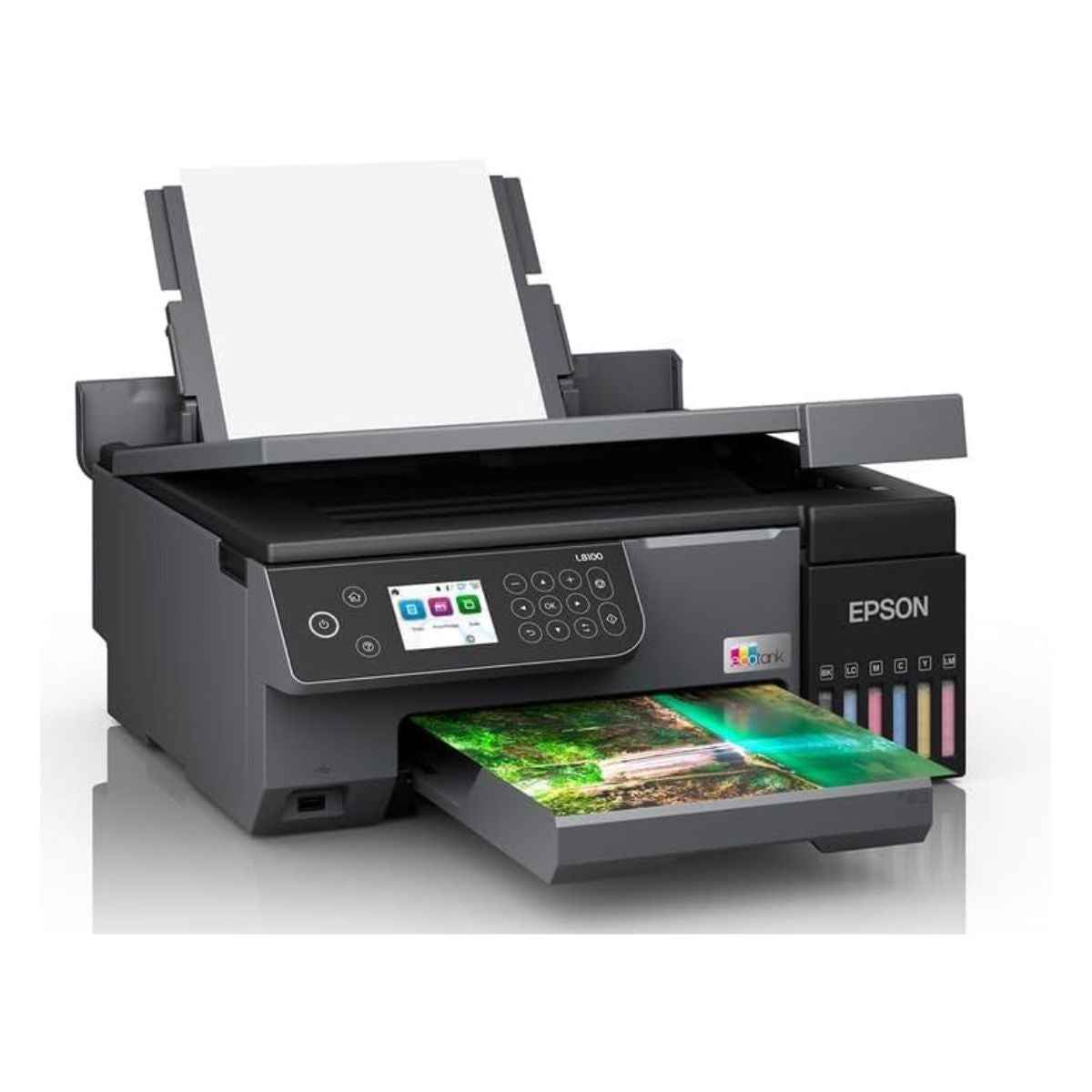 Epson EcoTank L8100 A4 3-in-1 Photo Printer, Epson Smart Panel App, Ink Tank System, 5.400 Pages, 1.500 Photos Color Yield, 1200 DPI x 4800 DPI, 37dB Noise Level, Black | EcoTank L8100