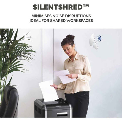 Fellowes Powershred 325ci Cross-Cut Shredder, 83L Bin Capacity, 4x38mm Cross-Cut, P-4 Security Level, Shreds Up to 24-Sheets, SiltenShred & Patented SafeSense Technology, Black