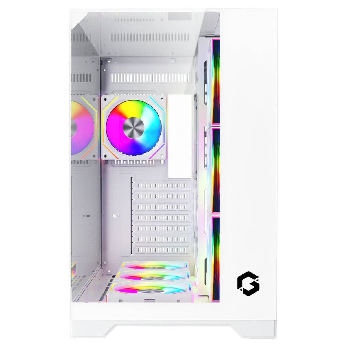 GAMEON Valkyrie I GO-VALKYRIEI-A Mid Tower Gaming Case | ATX / M-ATX / ITX | 7× 120mm ARGB+PWM Fans | 360mm Water Cooling | 400mm GPU Support | White