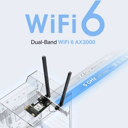 MERCUSYS MA80XE AX3000 Wi-Fi 6 PCIe Adapter | Dual-Band 3Gbps | Bluetooth 5.3 | 160MHz | 2 High-Gain Antennas | OFDMA & MU-MIMO | WPA3 | Windows 10/11