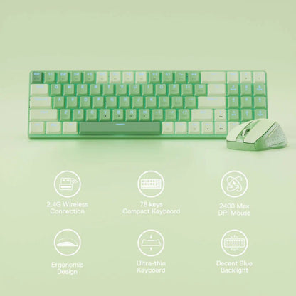 Redragon BS-8772 Keyboard + Mouse Combo, 94 Key, Low Profile, English Layout, 2.4GHz Adapter Interface, Wireless Connectivity, Numeric Keys | BS-8772