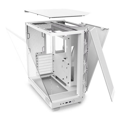 NZXT H6 Flow CC-H61FW-01 Compact Dual-Chamber Airflow Mid-Tower ATX White&nbsp;Case, Panoramic Glass Panels, Up to 360 mm Radiator &amp; 3x 120mm F120Q Fans, Cable Management, USB-C 3.2 / USB-A 3.2