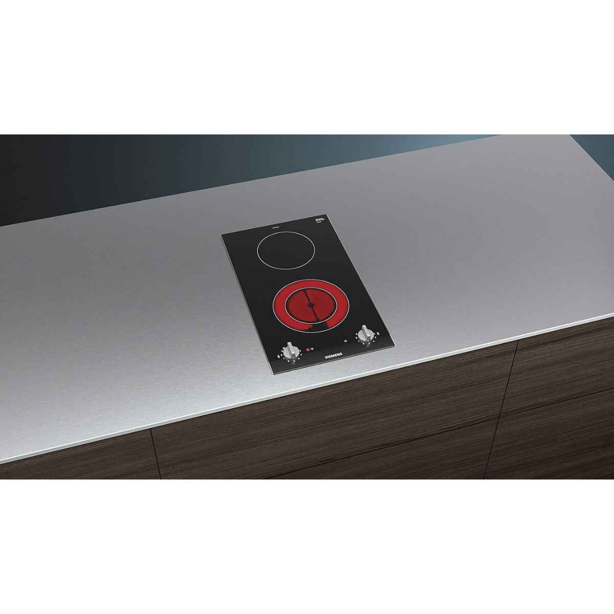 Siemens ET375CFA1M Domino Electric Hob – 30cm Built-In, Black Glass, Compact Design