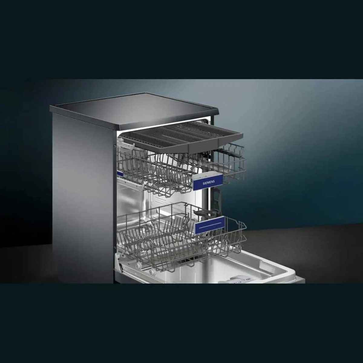 Siemens iQ300  60cm Free Standing Dishwasher – Black Inox, 14 Place Settings, Home Connect (SN23HC65MM)