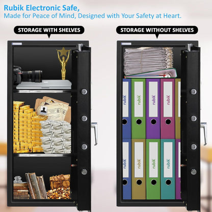 Rubik Safe Box Large with Digital Keypad and Key Lock, Security Locker for Money Files Folder Documents Jewelry Office Home RB90EG (Size, 90x40x50cm) Black