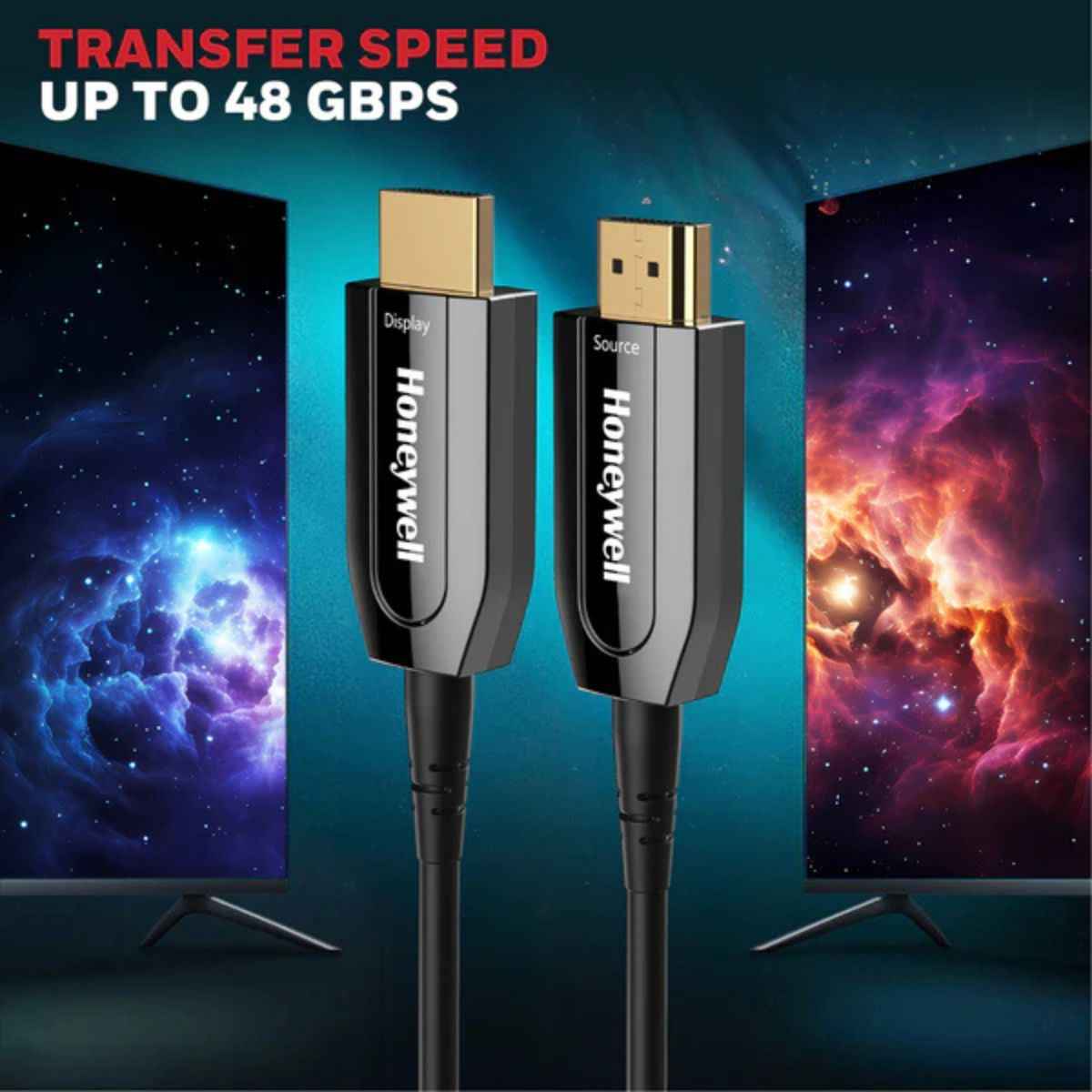 Honeywell HDMI AOC 2.1 Complaint 30M/50M, 48GBPS, Supports UHD Resolution of 8K@60Hz, Male-to-Male, High-Speed Fiber Optics Cable, Compatible with TV, Gaming Console, etc.