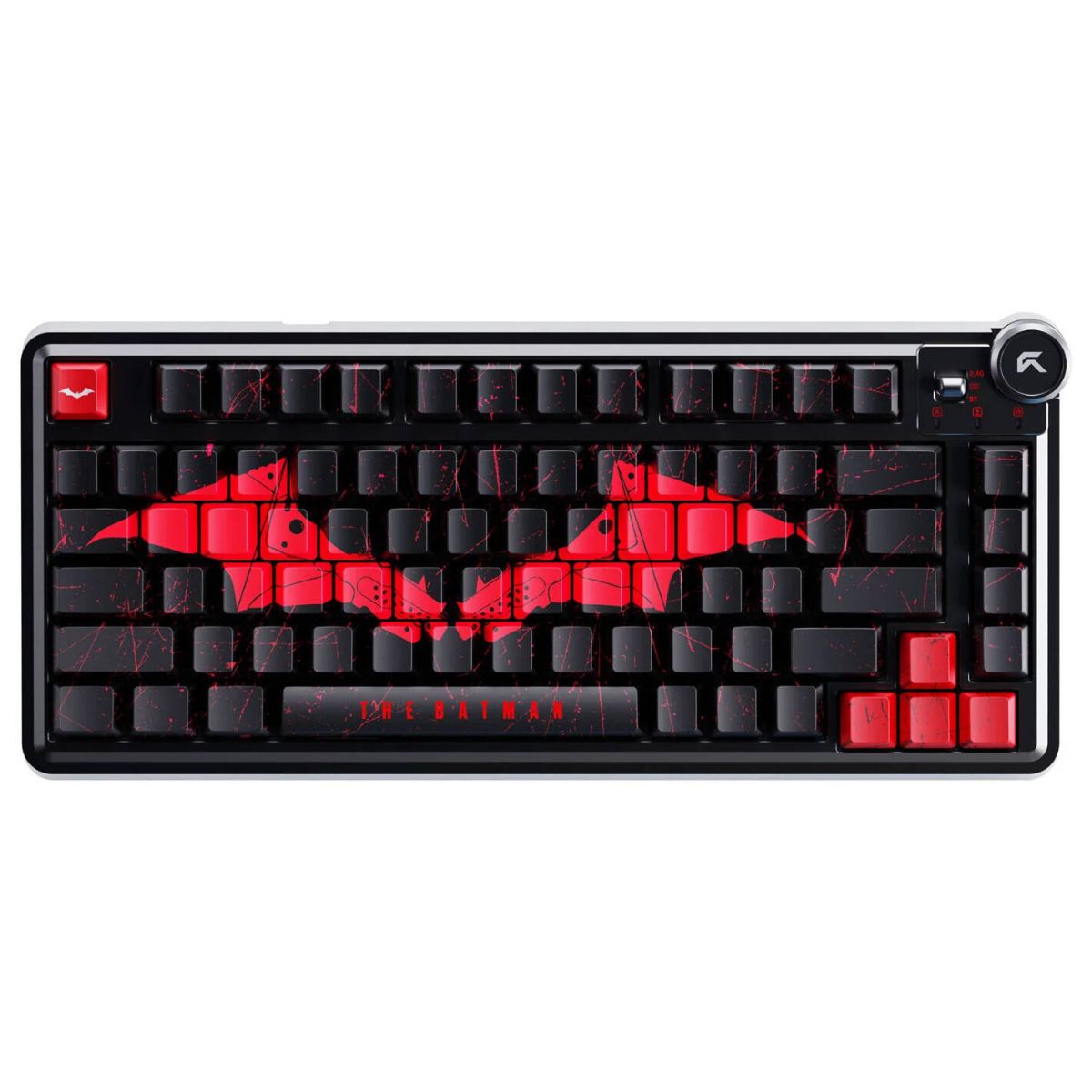 Cybeart Nighthawk 75 Signature Edition Gaming Keyboard – Tri-Mode, RGB, Hot-Swappable, 75% Layout (Batman / Black-Red-Gray / White)