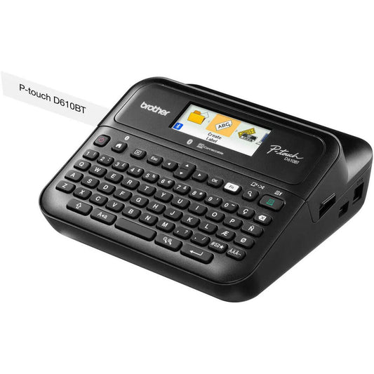 BROTHER PT-D610-BT Label Printer with Bluetooth, 30mm/sec, Print Speed, Color Display, Print up to 24mm TZe Laminated Tapes Width, Arabic / Persian & English, Black | PTD-610BT