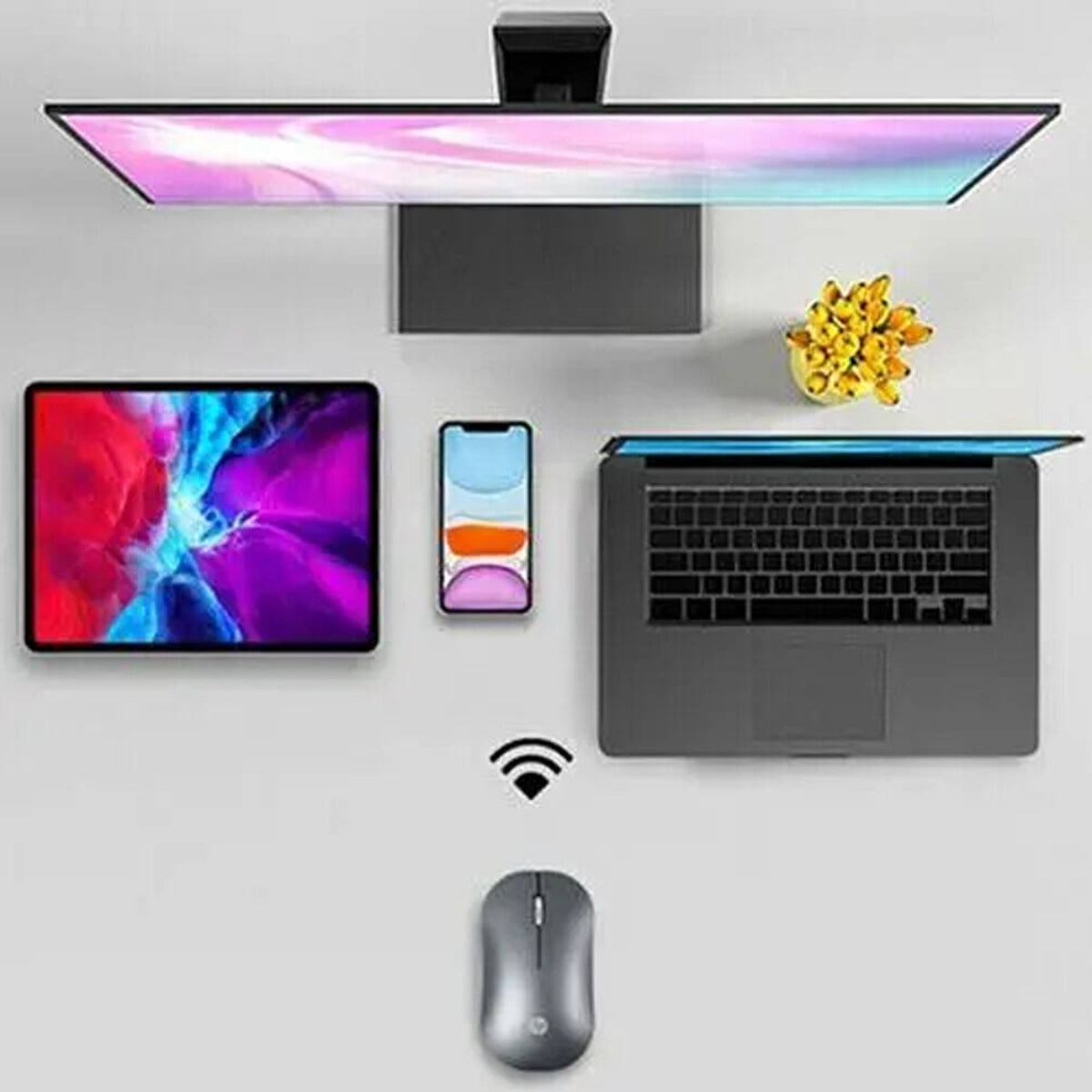 HP DM10 Wireless Bluetooth Mouse, 1600 DPI Resolution, Metal Roller, 2.4Ghz Wireless Dongle, Adonized Aluminum Alloy Shell, Black