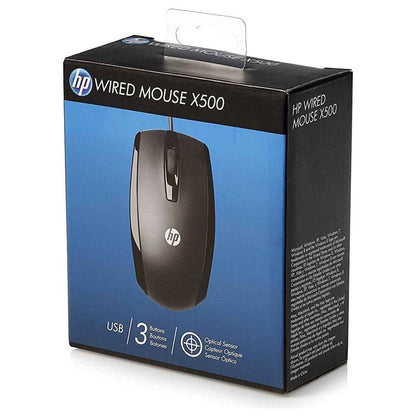 HP X500 Wired USB Mouse | Optical Sensor | Three-Button Design with Scroll Wheel | Windows & Mac Compatible | Black | E5C12AA#UUF