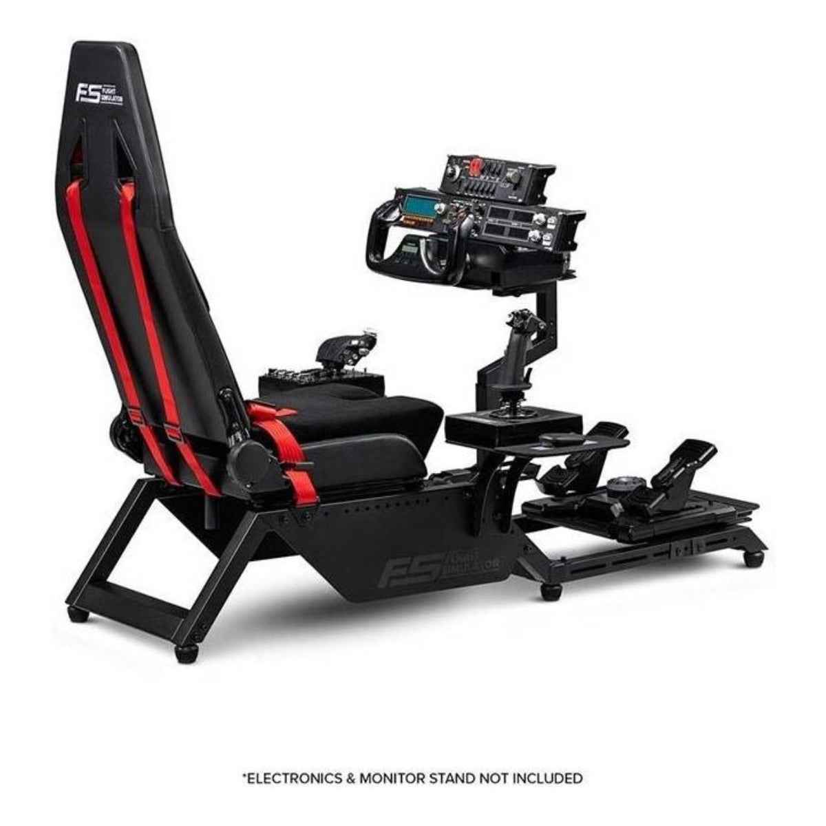 Next Level Racing Flight Simulator Cockpit, Dedicated Flight Cockpit, Compatible with Flight Electronics, Wide Range Adjustments, Keyboard & Mouse Support, Black/Red | NLR-S018