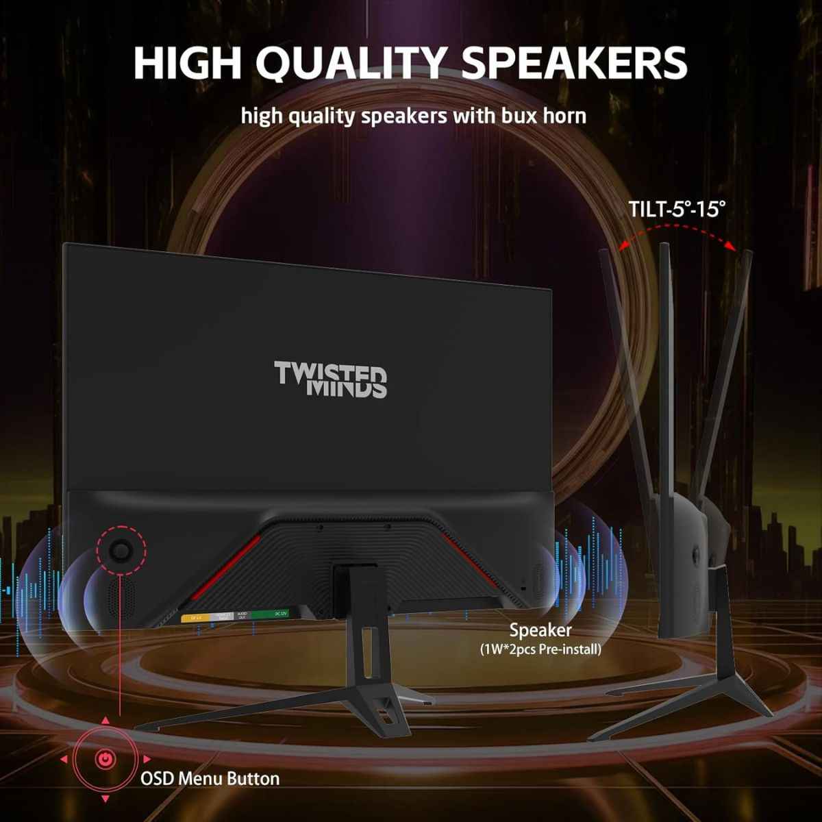 Twisted Minds ECO SERIES 27" Gaming Monitor – FHD IPS, 120Hz, 1ms, HDMI 2.1 &  DP 1.4 | TM27FHD120IPS