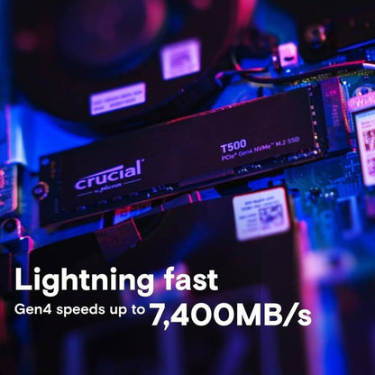 Crucial T500 1TB PCIe Gen4 NVMe M.2 Internal SSD | Non-Heatsink | Up to 7300MB/s Read | 6800MB/s Write | 1.5 Million Hours MTBF | CT1000T500SSD8