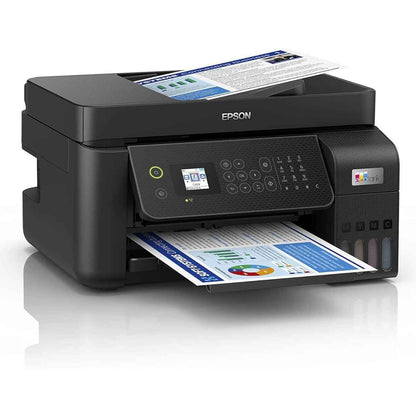 Epson EcoTank L5290 A4 Wi-Fi AIO Ink Tank Printer with ADF, Print, Scan, Copy, Fax, 5760 x 1440 dpi, 33ppm Printing Speed, LCD Screen, 100-Page Fax Storage Memory, Smart Panel, Black | C11CJ65409