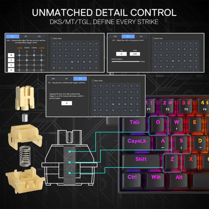 Redragon FIZZ K617 Black Magnetic Hall Effect Gaming Keyboard – 60% Compact, Rapid Trigger, 8K Polling, Adjustable Actuation, RGB