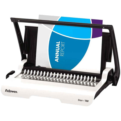 Fellowes Star+ Comb Binding Machine | Manual Comb Binder | 150 Sheet Binding Capacity | 15 Sheet Punch Capacity | White/Black | 5006501