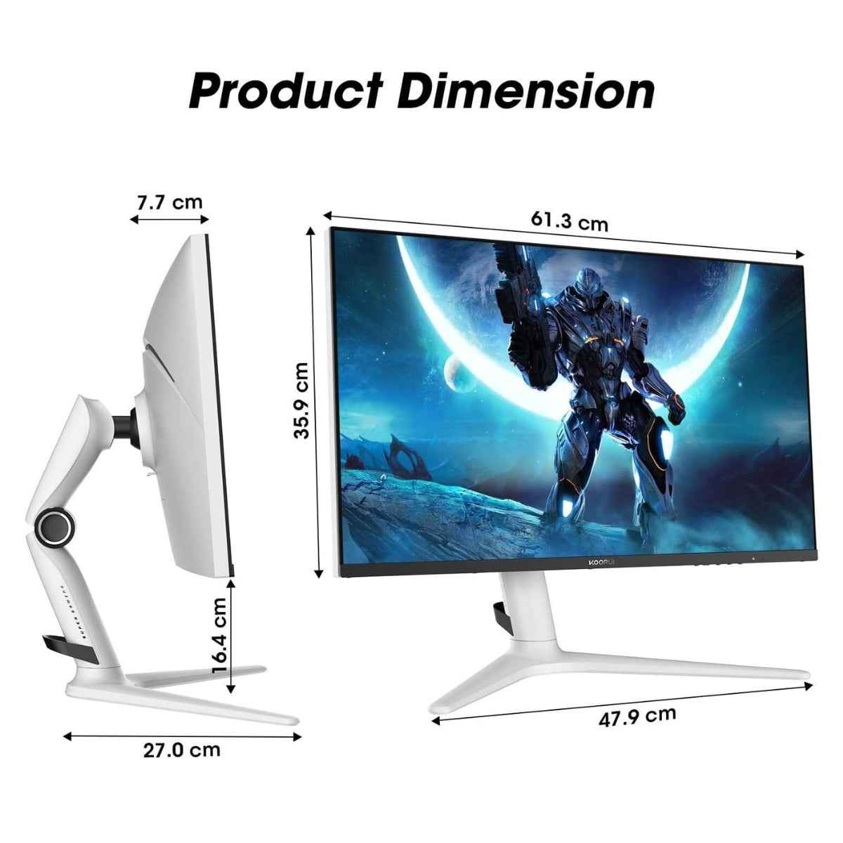 KOORUI GN10 Gaming Monitor – 27" QHD Mini-LED VA Display, 240Hz Refresh Rate, HDR1000, 1ms Response Time, Ergonomic Stand (White)
