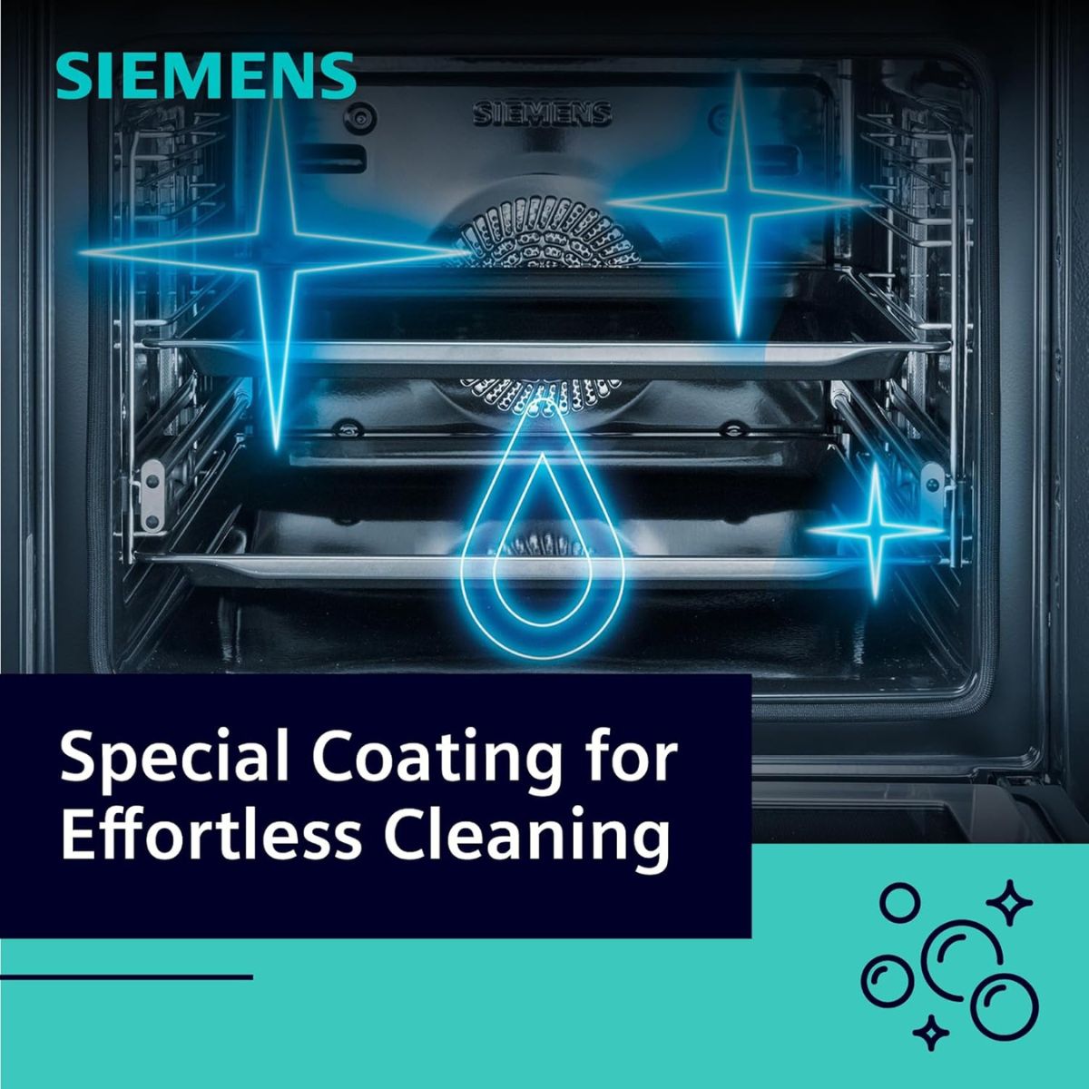 Siemens HK9R3A250M Free Standing Electric Cooker, Digital Display, 60cm Cooker, 9 Cooking Modes, Integrated Cleaning System, Red LED Display with Knob Control, Stainless Steel