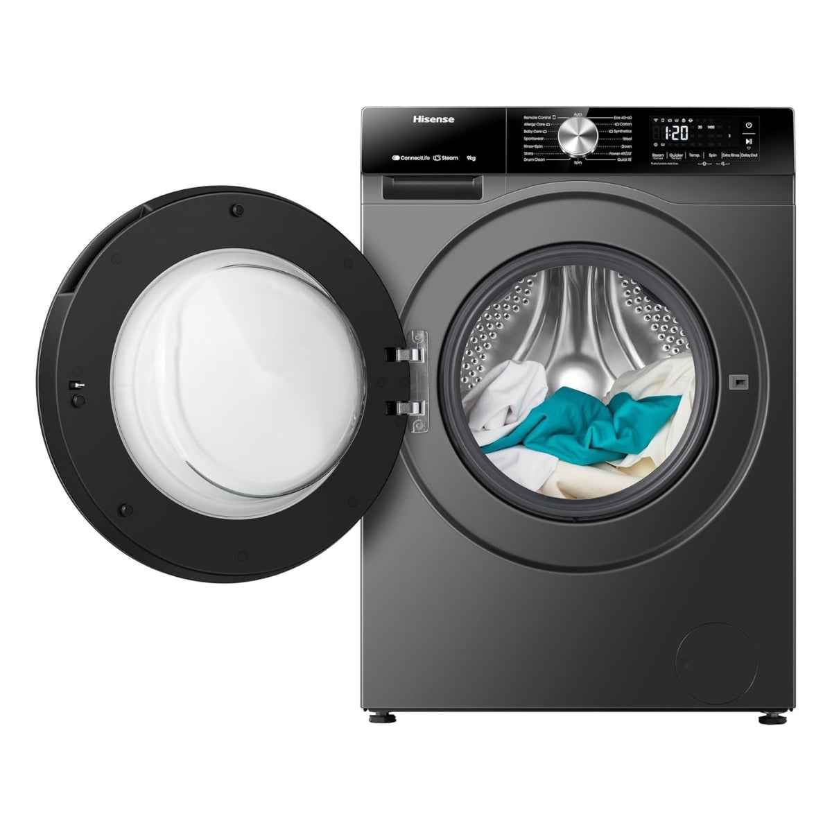 Hisense WF3S9043BT  9 kg Smart Front-Load Washing Machine – 1,400 rpm, Titanium Grey