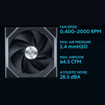 Lian-Li UNI FAN SL Wireless Case Fans – 120mm, 2000 RPM, 64.05 CFM Airflow, FDB Bearing, Pack of 3, Black | G99.12SL1W3B.00