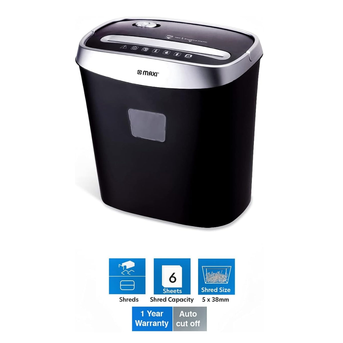 Maxi Paper Shredder CrossCut DM060C – High Security Cross-Cut, 6-Sheet Capacity, 14L Bin, Compact Office &amp; Home Use, Black