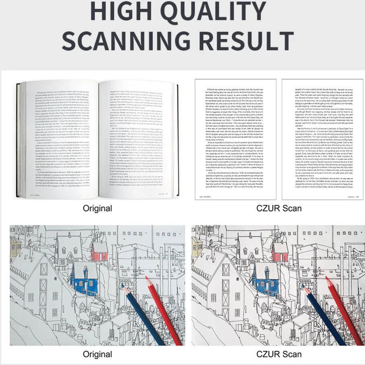 CZUR ET24 Pro Professional Book Scanner, 24 Megapixels, 1.5s Scanning Speed, 320 DPI, Auto Finger Removal Technology, Auto Scanning Engine, Auto Curve-Flattening Technology, Black | ET24 Pro