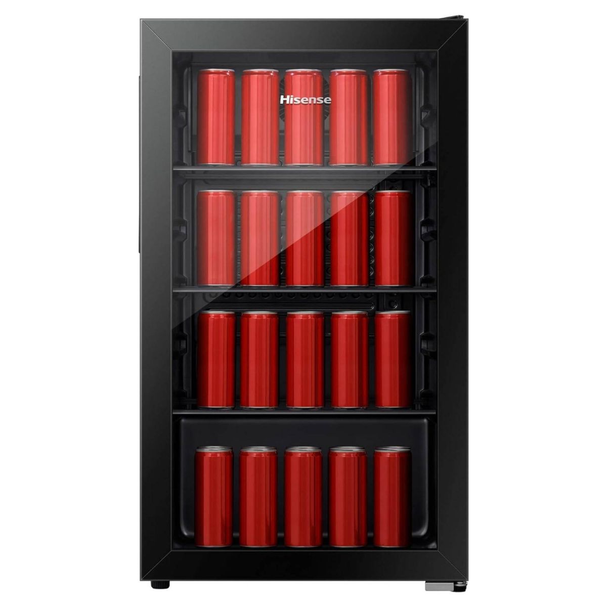Hisense 122 Liter Chiller Single Door Beverage Cooler, Color Black, With LED Light, Digital Touch Control, Glass Door, Model RBC122N4ASU