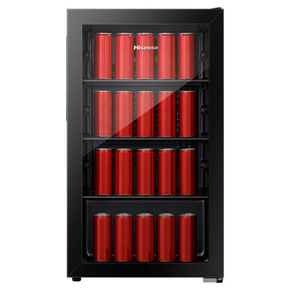 Hisense 122 Liter Chiller Single Door Beverage Cooler, Color Black, With LED Light, Digital Touch Control, Glass Door, Model RBC122N4ASU