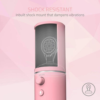Razer Seiren X Quartz Streaming Microphone Pink RZ19-02290300-R3M1, Compact USB Condenser Microphone, Built-in Shock Absorber, Super cardioid Recording Pattern for Diffuser and Streamer