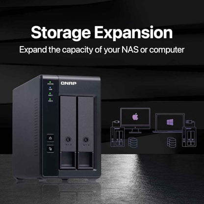 QNAP TR-002 2-Bay USB Type-C RAID Expansion Enclosure – SATA HDD/SSD Storage for NAS, Windows, Mac & Linux