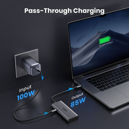 UGREEN Revodok 206 6-in-1 USB-C Hub | 8K @ 30Hz Display | 100W PD Passthrough | 5Gbps Data Transfer | 2× USB-C | 2× USB-A | 2× HDMI | Black | 15852