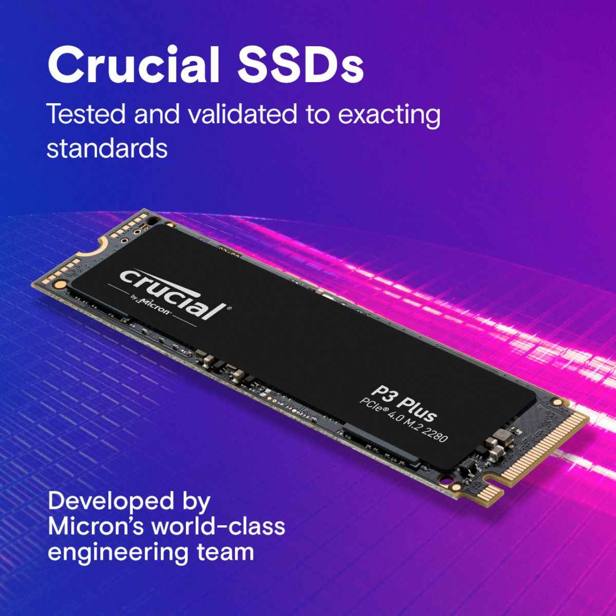 Crucial 4TB P3 Plus NVMe PCIe 4.0 M.2 Internal SSD, Up to 4800MB MB/s Sequential Read & Up to 4100MB/s Sequential Write Speeds, Micron 3D NAND, 1.5H Hour MTBF, SMART & TRIM Support | CT4000P3PSSD8