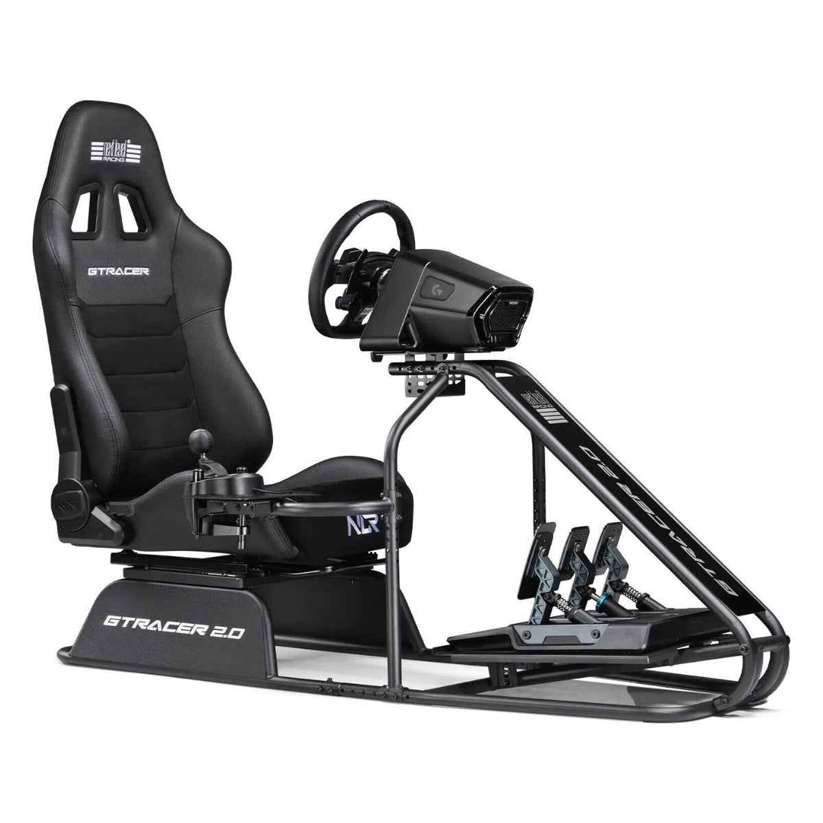Next Level Racing GTRacer 2.0 Cockpit, Upgraded Double Recliners, Integrated Shifter & Handbrake Support, Redesigned Adjustable Pedal Tray, Improved Seat Sliders | NLR-R007
