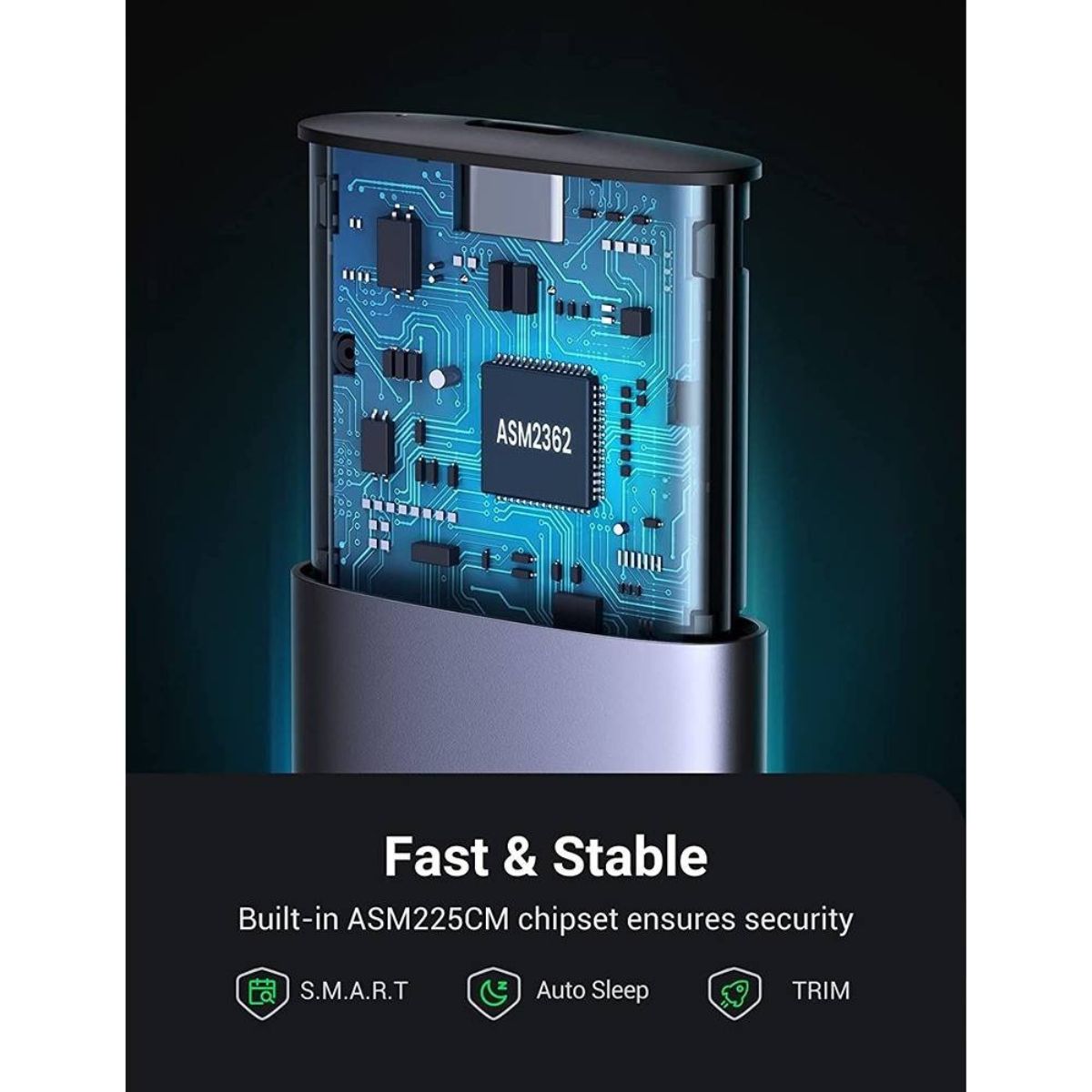 UGREEN M.2 NVMe SSD Enclosure Adapter, USB-C 3.1 Gen 2, 10Gbps, Aluminum External NVMe PCIe M-Key SSD Enclosure, Gray | 10902
