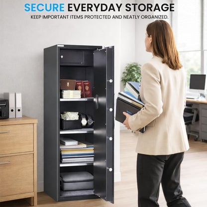 Rubik Large Safe Box 1.3 Meter Tall, Digital Keypad and Key Lock, Security Locker for Money Files folder Documents Jewelry Home Office (130x40x50cm) RB130EG Black