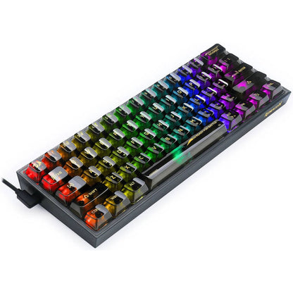Redragon FIZZ K617CTB-RGB 60% Wired Mechanical Gaming Keyboard, 61 Keys, Full-Transparent Design, RGB Backlighting, Linear Switches, Hot-Swappable, Pro Software, Black | K617CTB-RGB