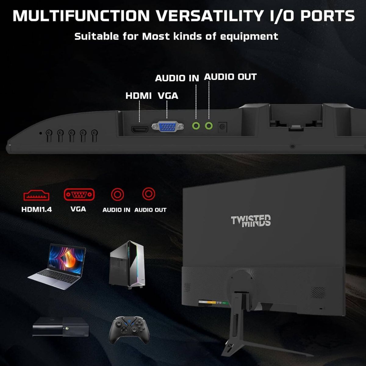 Twisted Minds Eco Series 24″ FHD Gaming Monitor – IPS, 100Hz, 1ms, Built-In Speakers | TM24FHD100IPS