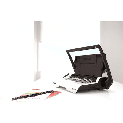 Fellowes Star+ Comb Binding Machine | Manual Comb Binder | 150 Sheet Binding Capacity | 15 Sheet Punch Capacity | White/Black | 5006501