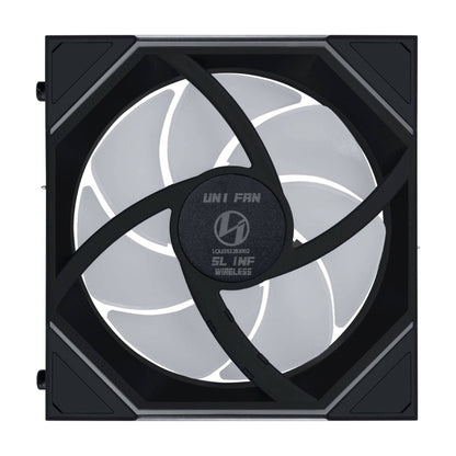 Lian-Li UNI FAN SL-INF Wireless Reverse Blade 120mm Case Fans – 2200 RPM, 69.7 CFM Airflow, FDB Bearing, Pack of 3 | Black / White