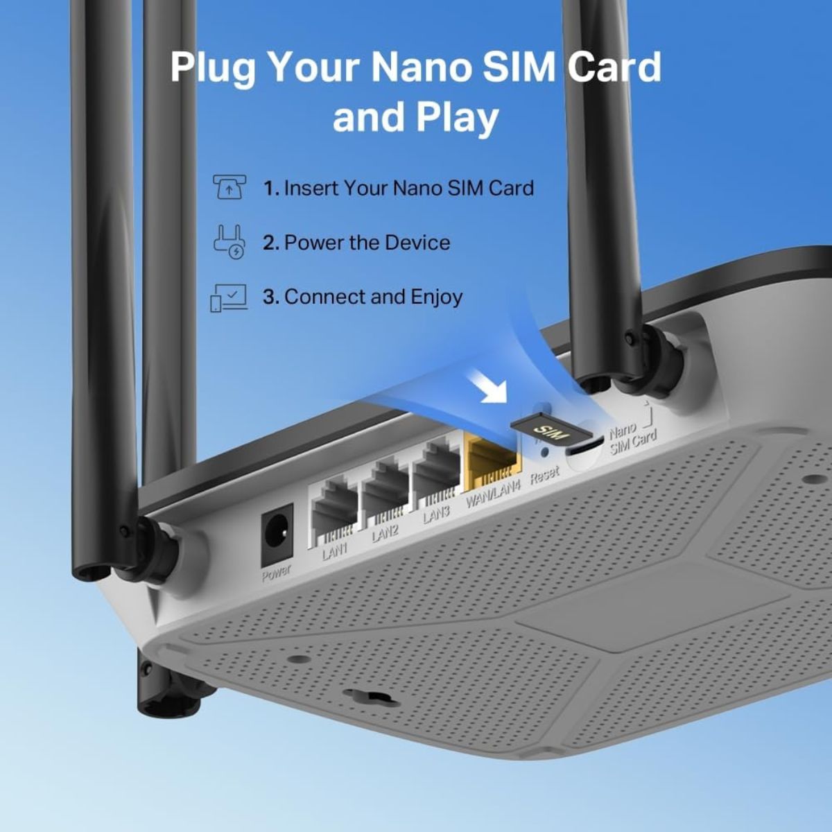 MERCUSYS MB115-4G N300 4G LTE Router | Cat 4 150 Mbps | 300 Mbps Wi-Fi 4 | Nano SIM | 4 External Antennas | 32 Devices