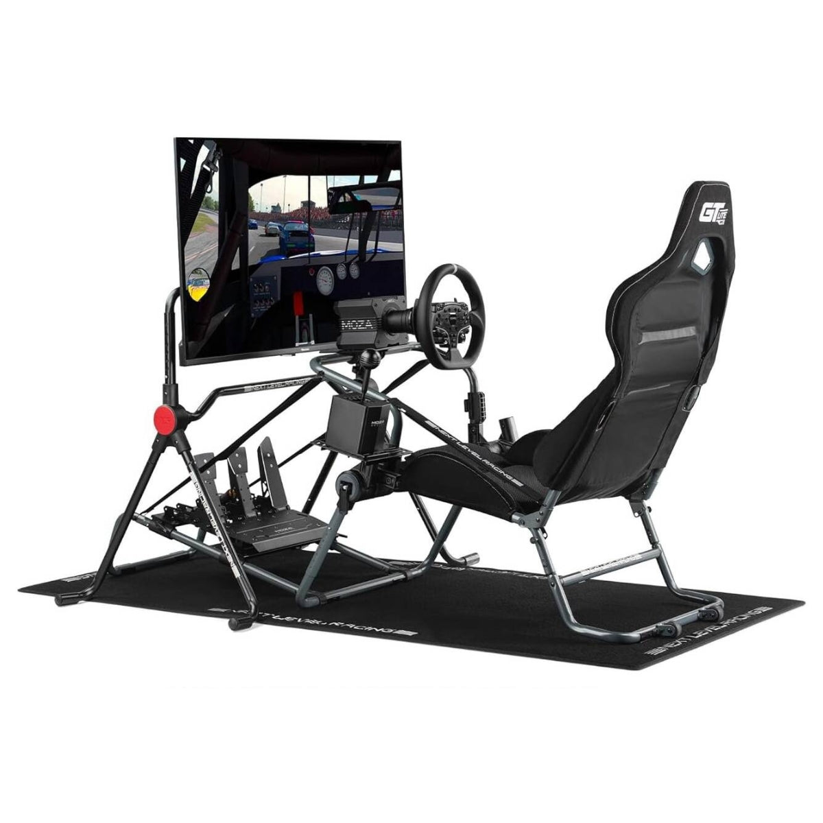 Next Level Racing GT Lite Pro Folding Cockpit, Carbon Grey Edition, Direct Drive Wheelbases up to 13Nm, Tool-Free Adjustment, 150kg Max Weight Support, 120 - 210cm Height Support