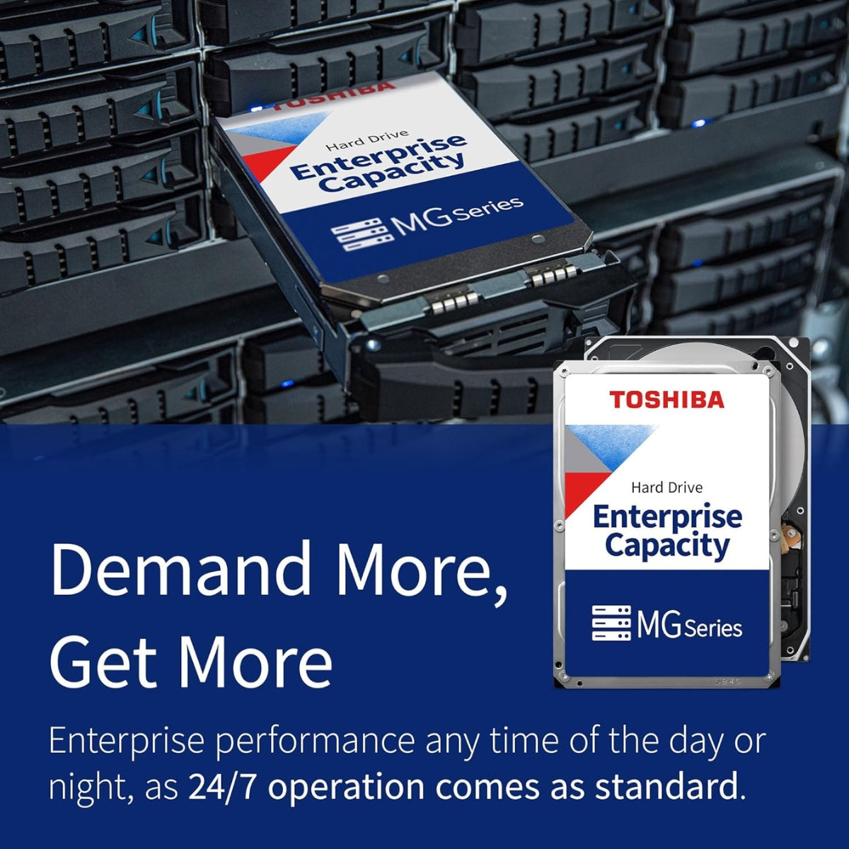 Toshiba MG10F Series Internal HDD, 22TB Capacity, 7200 RPM 3.5" SATA, Up to 271 MB/s Transfer Speed, SATA III 6 Mb/s Interface, 512MB Cache, CMR Construction | MG10AFA22TE