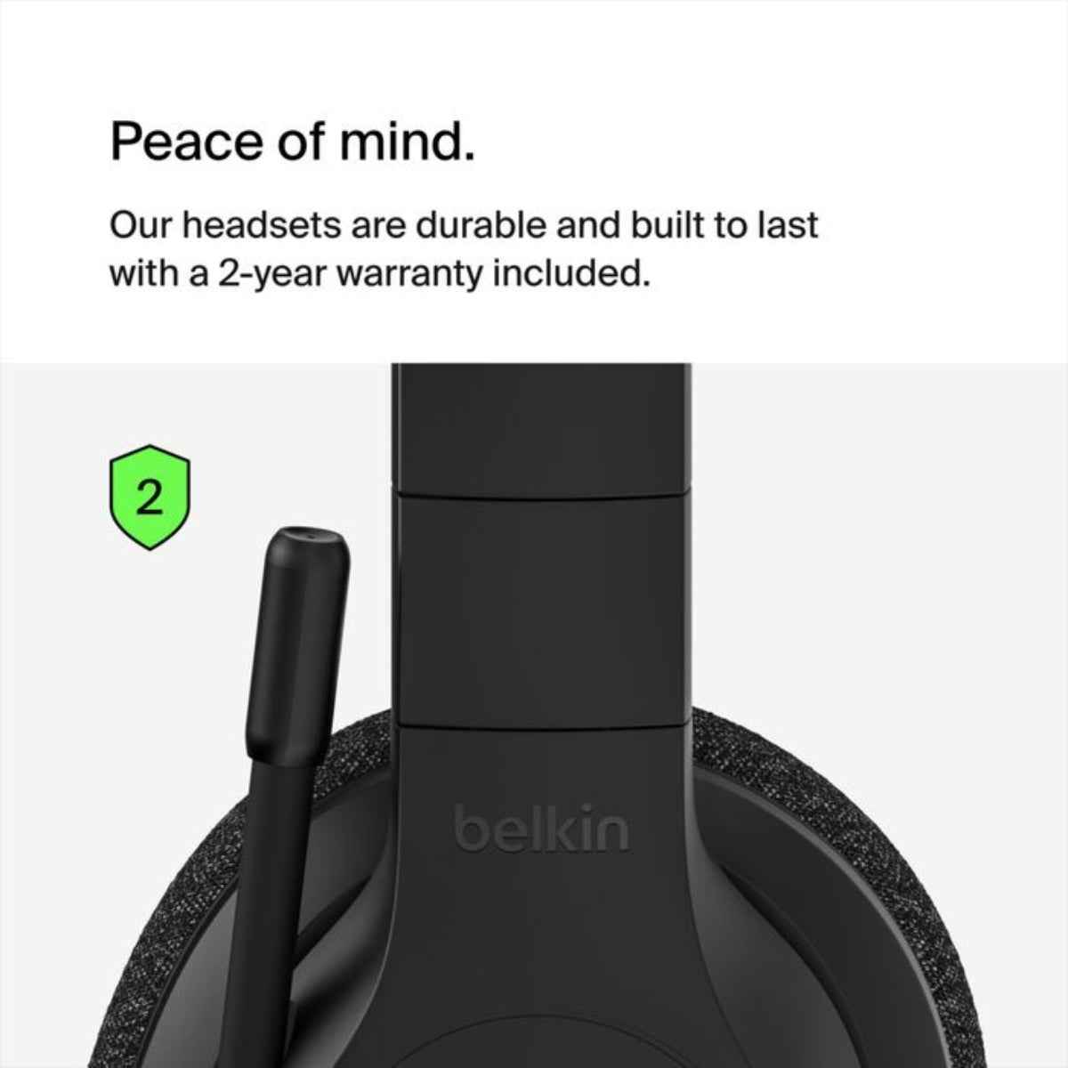 Belkin SoundForm Adapt Wireless Over-the-Ear Bluetooth Headphones with Mic – Rich Sound & Long Battery (AUD005BTBLK, Black, UAE)