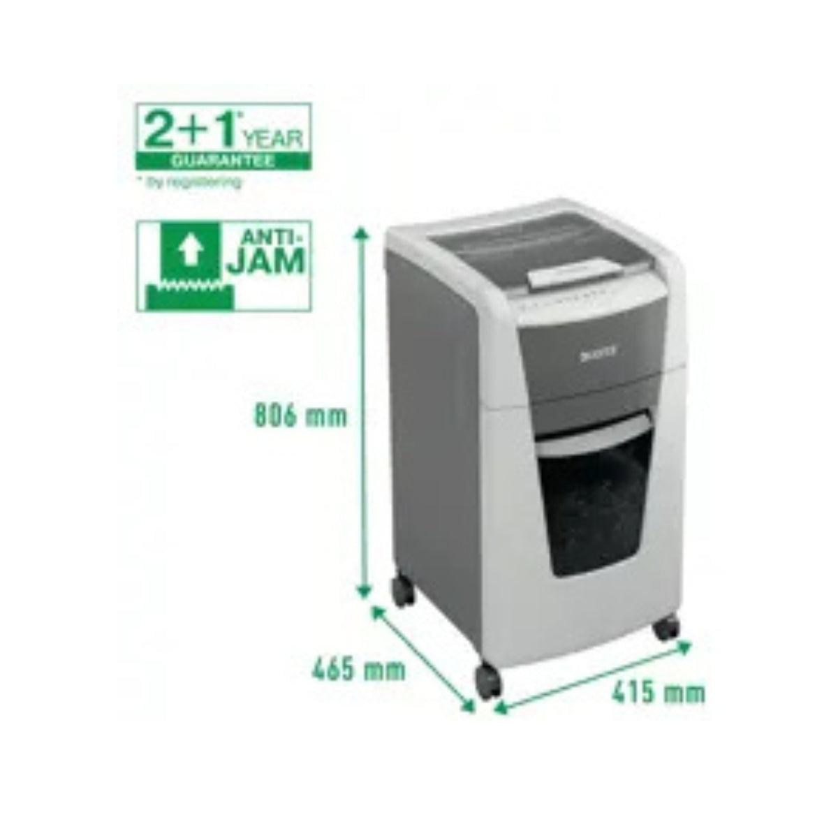 Leitz IQ Home Office AutoFeed Shredder 300 Sheets – P-4 Cross-Cut, 60L Bin, 60-Min Run Time, Anti-Jam, White | LE8015-1-00