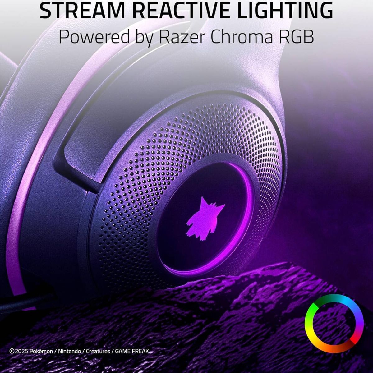 Razer Kraken Kitty V2 Gaming Headset | 40mm TriForce Drivers | HyperClear Cardioid Mic | Chroma RGB | USB Type-A | Gengar Pokémon Edition | RZ04-04730300-R3M1