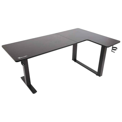 GamerTek Gaming Desk Alpha Pro RGB Flexi Corner Gaming Desk – 160x100cm, Carbon Fiber Texture, L-Shape Design, Black