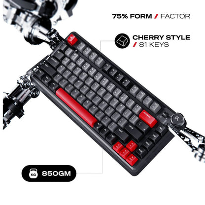 Cybeart Nighthawk 75 Signature Edition Gaming Keyboard – 75% Compact Layout, Pre-Lubed Mechanical Switches, Hot-Swappable, RGB Backlit, Tri-Mode Connectivity &amp; Multi-Function Media Knob
