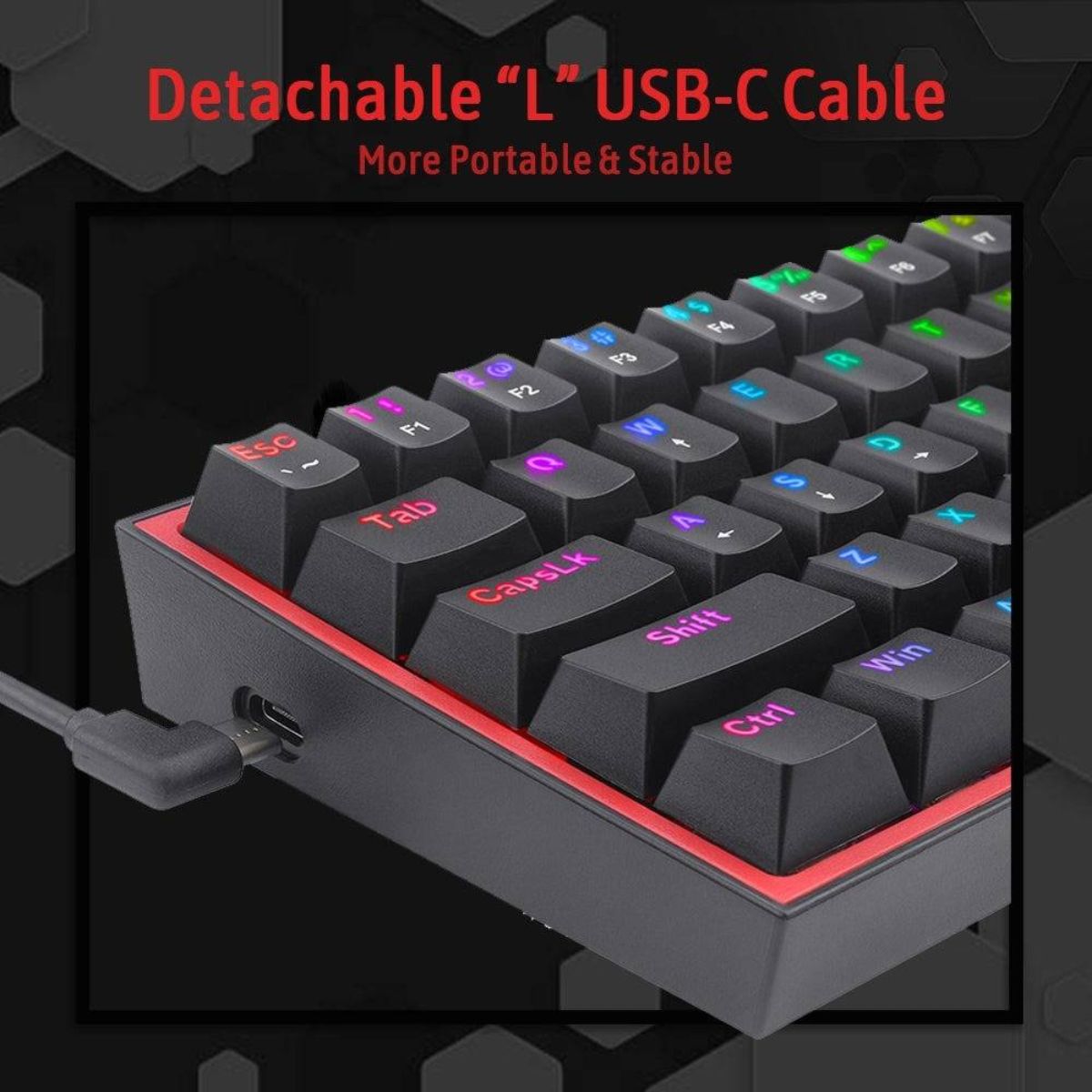 Redragon FIZZ K617 Mechanical Gaming Keyboard,  60% Wired, 61 Keys, Full-Transparent Design, RGB Backlighting, Linear Switches, Hot-Swappable, Pro Software