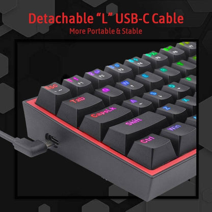 Redragon FIZZ K617 Mechanical Gaming Keyboard,  60% Wired, 61 Keys, Full-Transparent Design, RGB Backlighting, Linear Switches, Hot-Swappable, Pro Software